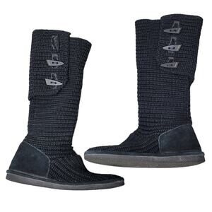 Bearpaw Knit Tall Wool/Acrylic Blend Black Boots 656W Knit Tall Women's US 7